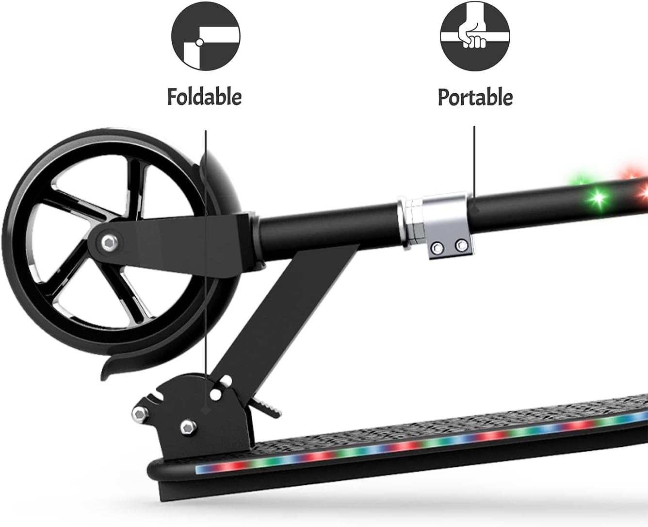Jetson Jupiter Jumbo 2-Wheel Kick Scooter, Sturdy Wide Deck, Height Adjustable Handlebar, Rear Brake, Easy-Folding Mechanism, 8 inch wheels